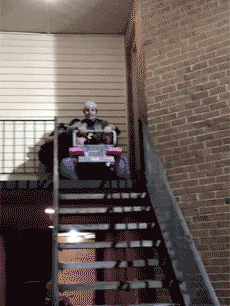 IRTI - funny GIF #5461 - tags: guy falls down stairs pink toy car