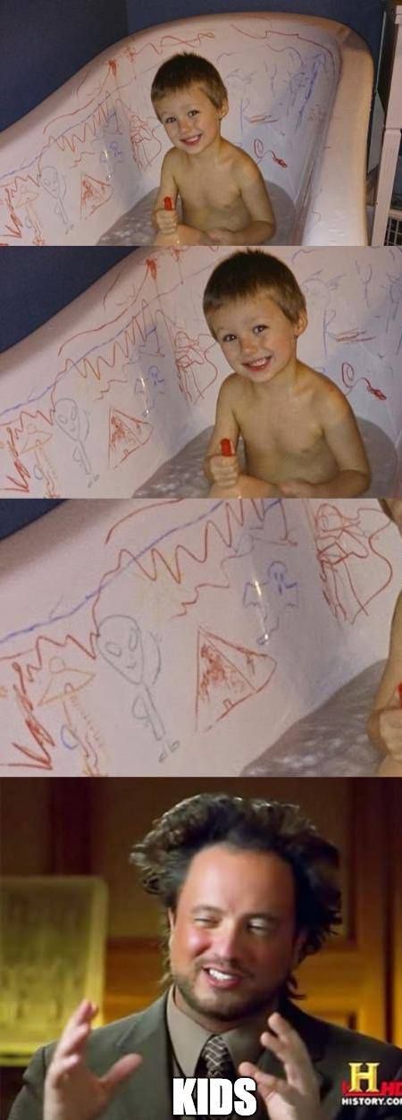 IRTI - funny picture #5607 - tags: Giorgio Tsoukalos kid drawing aliens bath