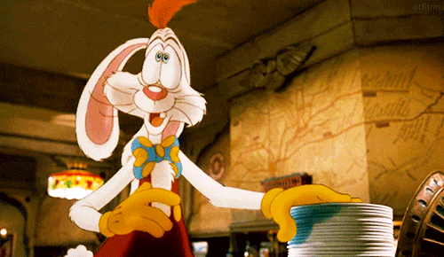 IRTI - funny GIF #7776 - tags: Roger Rabbit smashing plates head film