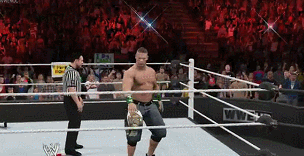 IRTI - funny GIF #8212 - tags: WWE wrestling game floating belt John Cena