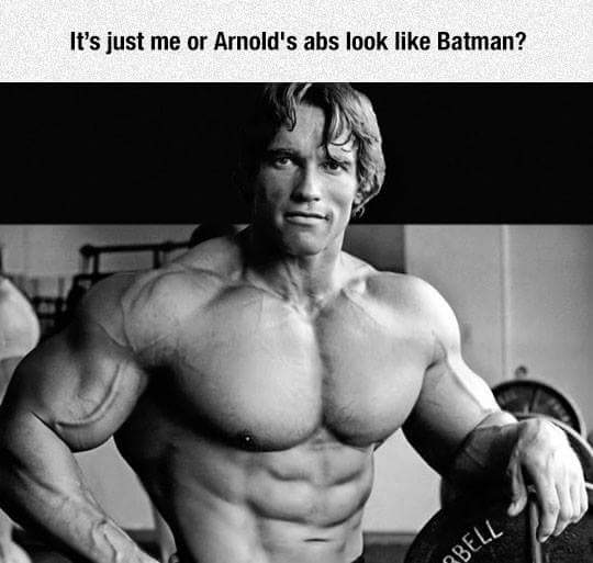 IRTI - funny picture #8460 - tags: arnold schwarzenegger 6 pack abs look  like batman abs batman