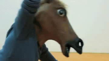IRTI - funny GIF #3150 - tags: horse head mask takes off two masks