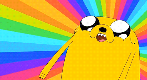 IRTI - funny GIF #5310 - tags: jake adventure time rainbow spinning reaction