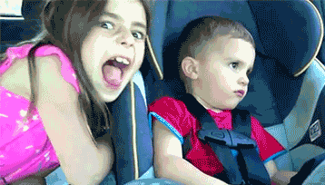 IRTI - funny GIF #4262 - tags: kid car seat car punches sister