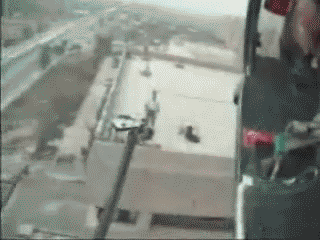 IRTI - funny GIF #7479 - tags: helicopter trolling landing on roof black  water middle finger