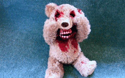 teddy bear that makes scary face